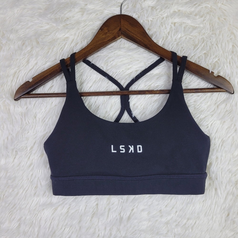 LSKD Black Strappy Sports Bra with Crisscross Back